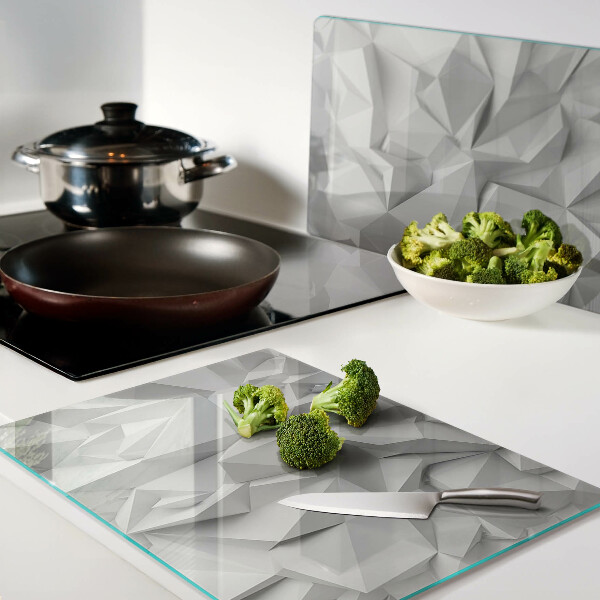 Planche à découper en verre Motif 3D abstrait dans des tons de gris