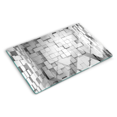 Planche à découper en verre Mosaïque grise et blanche