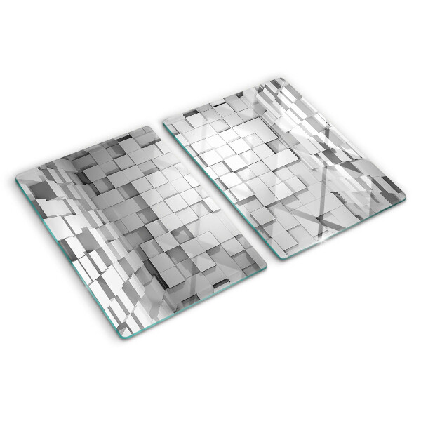 Planche à découper en verre Mosaïque grise et blanche