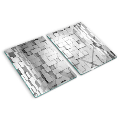 Planche à découper en verre Mosaïque grise et blanche