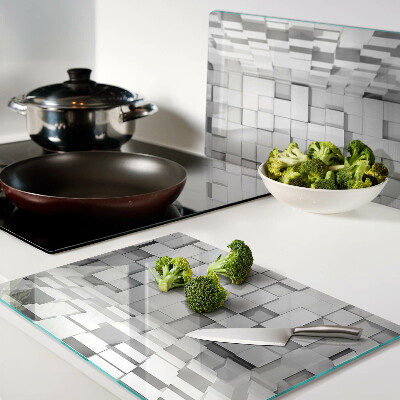 Planche à découper en verre Mosaïque grise et blanche