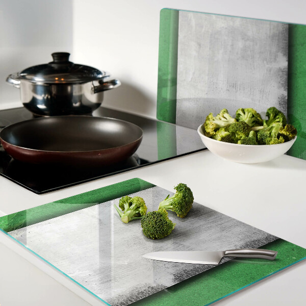 Planche à découper en verre Lignes vertes et grises
