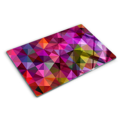 Planche à découper en verre Géométrie dans les tons de rose et de violet