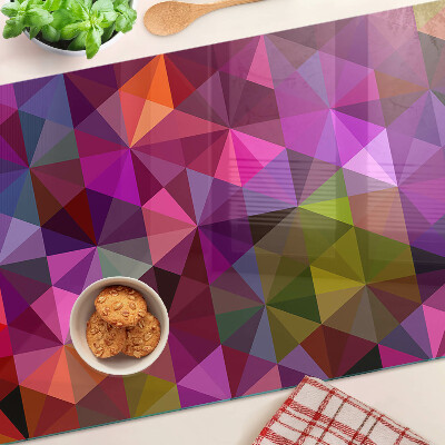 Planche à découper en verre Géométrie dans les tons de rose et de violet