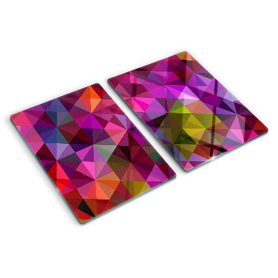 Planche à découper en verre Géométrie dans les tons de rose et de violet
