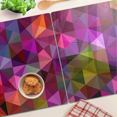 Planche à découper en verre Géométrie dans les tons de rose et de violet