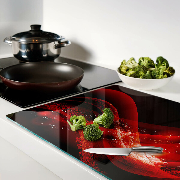Planche à découper verre Ondes rouges avec effet lumineux