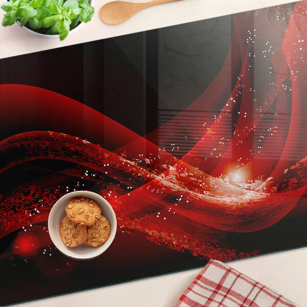 Planche à découper verre Ondes rouges avec effet lumineux
