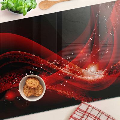 Planche à découper verre Ondes rouges avec effet lumineux