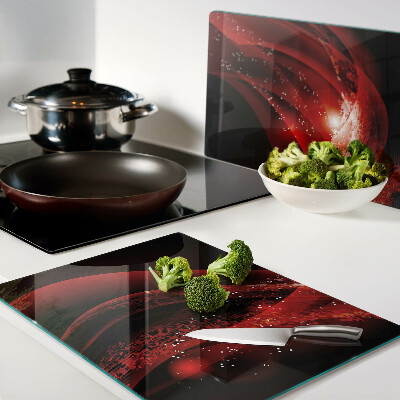Planche à découper verre Ondes rouges avec effet lumineux