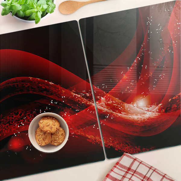 Planche à découper verre Ondes rouges avec effet lumineux