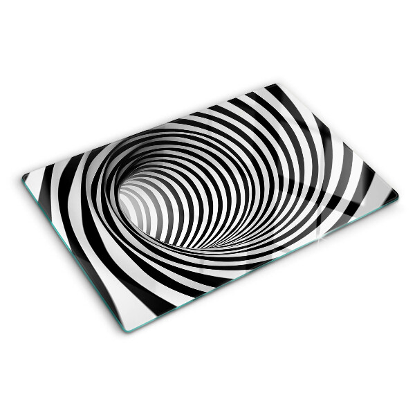 Planche à découper en verre Motif en spirale dans les tons de noir et blanc