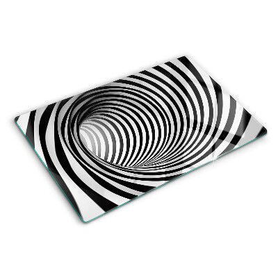 Planche à découper en verre Motif en spirale dans les tons de noir et blanc