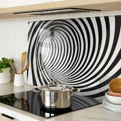 Planche à découper en verre Motif en spirale dans les tons de noir et blanc