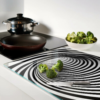 Planche à découper en verre Motif en spirale dans les tons de noir et blanc