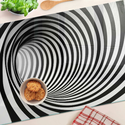 Planche à découper en verre Motif en spirale dans les tons de noir et blanc