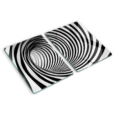 Planche à découper en verre Motif en spirale dans les tons de noir et blanc