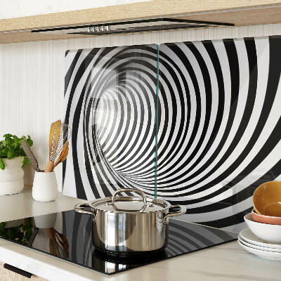 Planche à découper en verre Motif en spirale dans les tons de noir et blanc