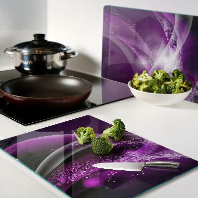 Planche à découper en verre Vagues violettes avec effet lumineux