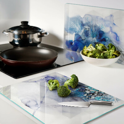 Planche à découper en verre Motifs bleus abstraits