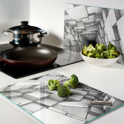 Planche à découper en verre Labyrinthe cubique 3D