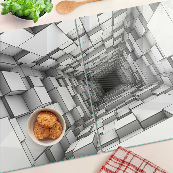 Planche à découper en verre Labyrinthe cubique 3D