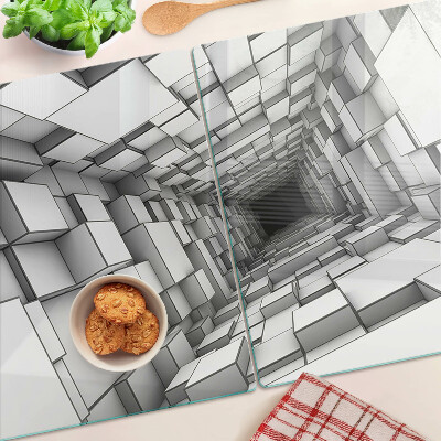 Planche à découper en verre Labyrinthe cubique 3D