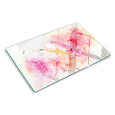 Planche à découper verre Aquarelles florales aux couleurs pastel