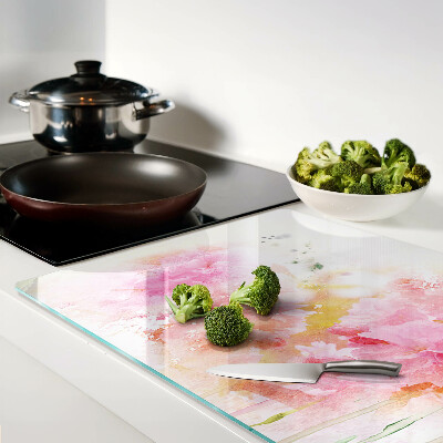 Planche à découper verre Aquarelles florales aux couleurs pastel