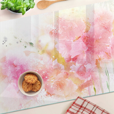 Planche à découper verre Aquarelles florales aux couleurs pastel