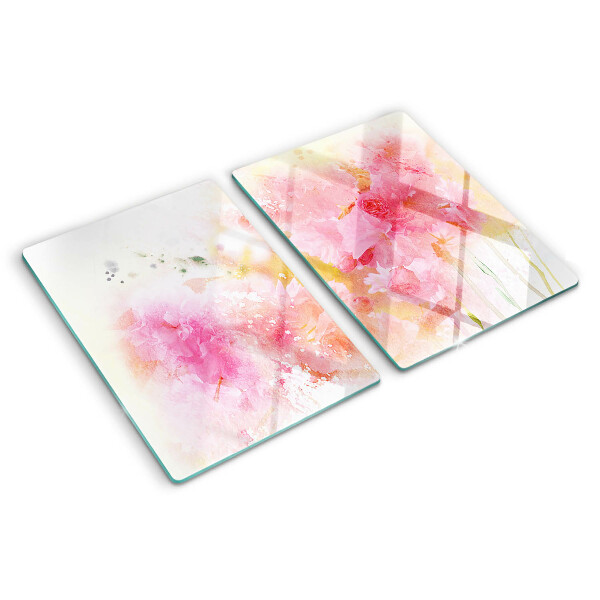 Planche à découper verre Aquarelles florales aux couleurs pastel