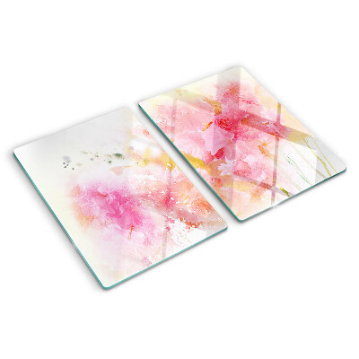 Planche à découper verre Aquarelles florales aux couleurs pastel