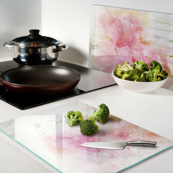 Planche à découper verre Aquarelles florales aux couleurs pastel