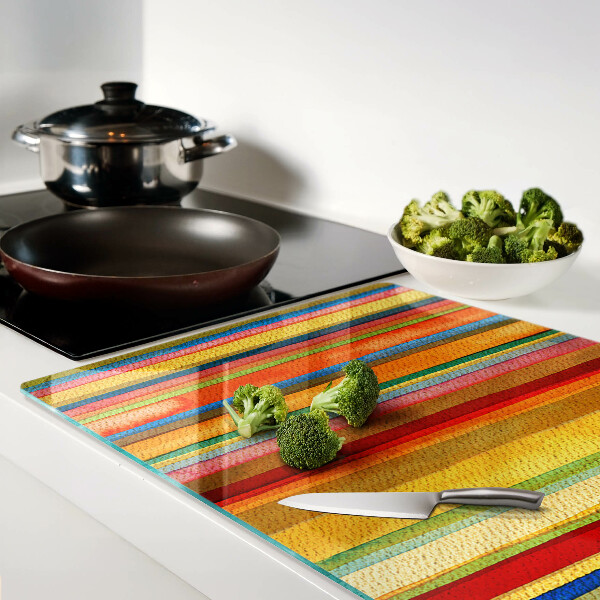 Planche à découper en verre Rayures abstraites colorées
