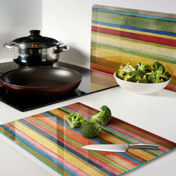 Planche à découper en verre Rayures abstraites colorées