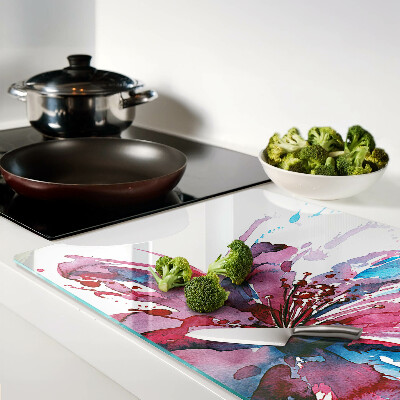 Planche à découper en verre Aquarelles florales aux couleurs intenses