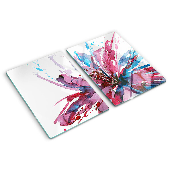 Planche à découper en verre Aquarelles florales aux couleurs intenses