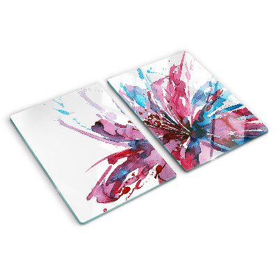 Planche à découper en verre Aquarelles florales aux couleurs intenses