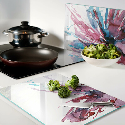Planche à découper en verre Aquarelles florales aux couleurs intenses