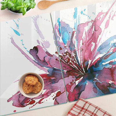 Planche à découper en verre Aquarelles florales aux couleurs intenses