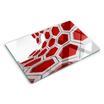 Planche à découper verre Motif hexagonal dans les tons de rouge