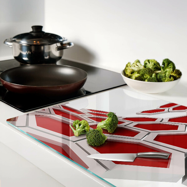 Planche à découper verre Motif hexagonal dans les tons de rouge