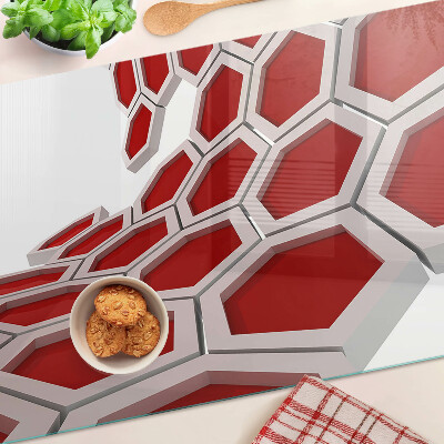 Planche à découper verre Motif hexagonal dans les tons de rouge