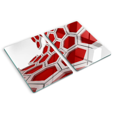 Planche à découper verre Motif hexagonal dans les tons de rouge
