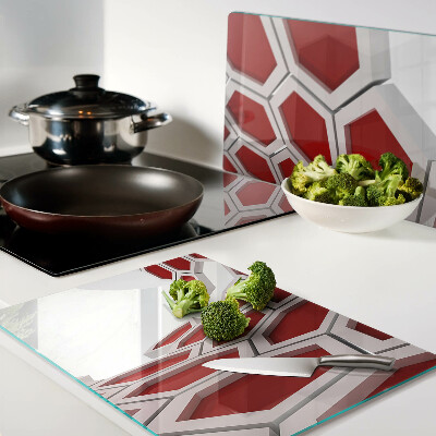 Planche à découper verre Motif hexagonal dans les tons de rouge