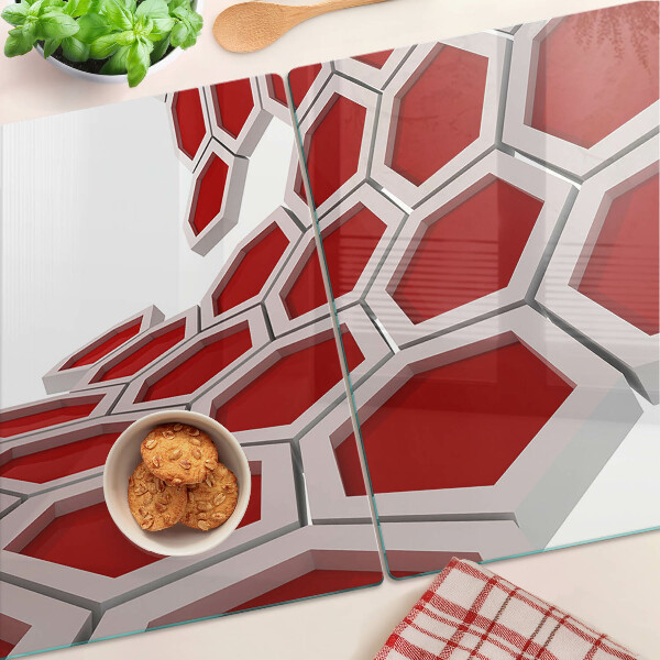 Planche à découper verre Motif hexagonal dans les tons de rouge