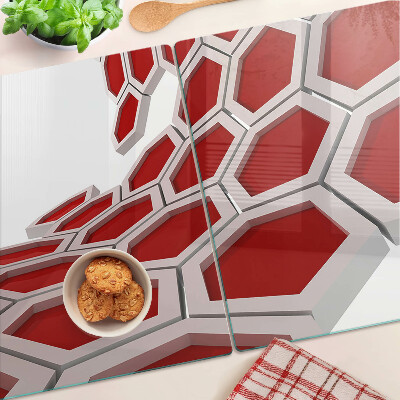 Planche à découper verre Motif hexagonal dans les tons de rouge