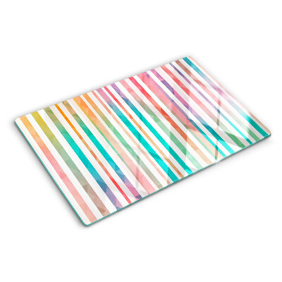 Planche à découper verre Rayures colorées aux nuances de l'arc-en-ciel