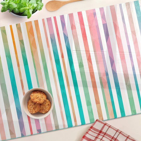 Planche à découper verre Rayures colorées aux nuances de l'arc-en-ciel