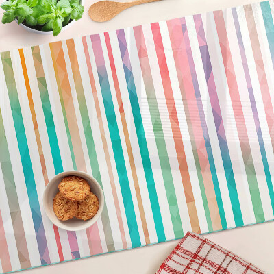 Planche à découper verre Rayures colorées aux nuances de l'arc-en-ciel